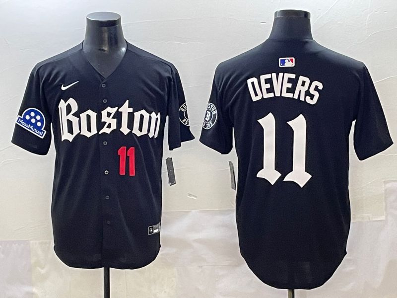 Men 2025 Boston Red Sox #11 Devers Black Five generations Joint Name Nike MLB Jersey style 8